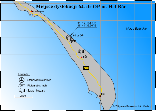 Miejsce dyslokacji 64. dr OP m. Hel-Bór Miejsce dyslokacji 64. dr OP m. Hel-Bór